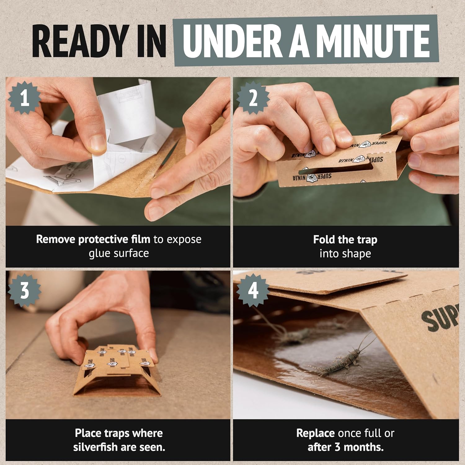 Super Ninja Eco Silverfish Traps - Ready In Under A Minute